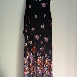 Evan Picone Black Floral Maxi Dress